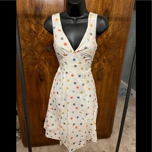 Garnet Hill Cream Polka Dot Dress Size 2